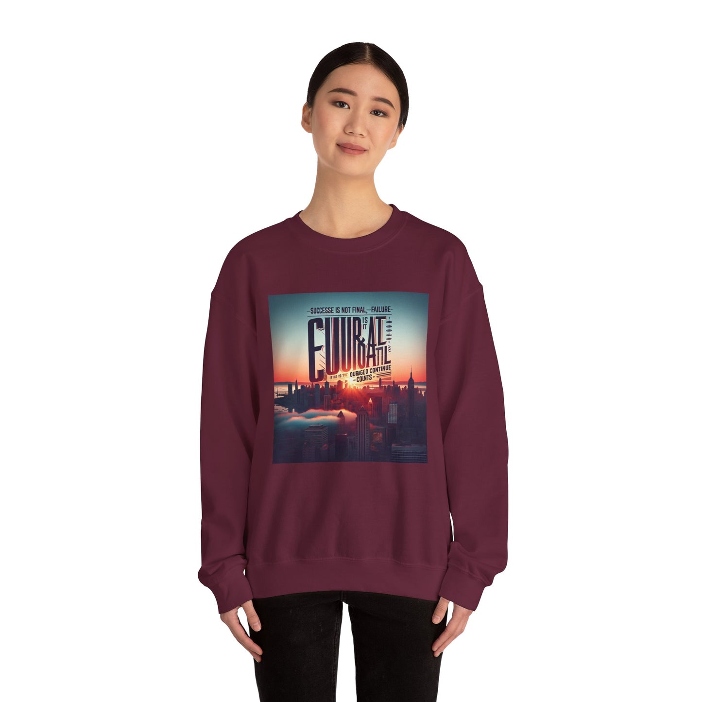 Motivational Crewneck Sweatshirt - ‘Success is Not Final, Failure is Not Fatal’ Design