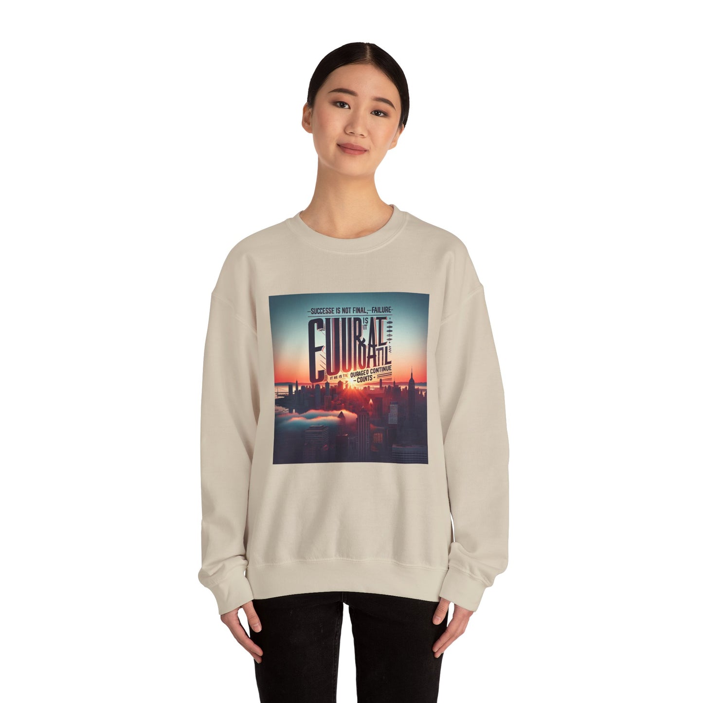 Motivational Crewneck Sweatshirt - ‘Success is Not Final, Failure is Not Fatal’ Design