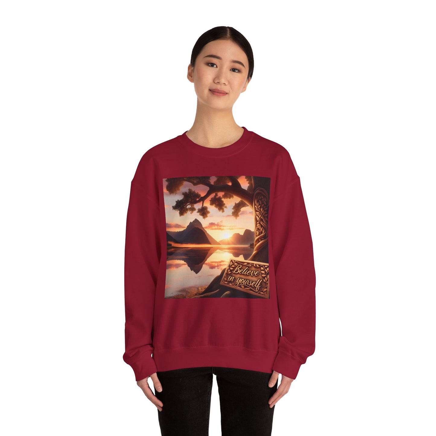 Inspirational Sunset Crewneck Sweatshirt - Believe in Yourself