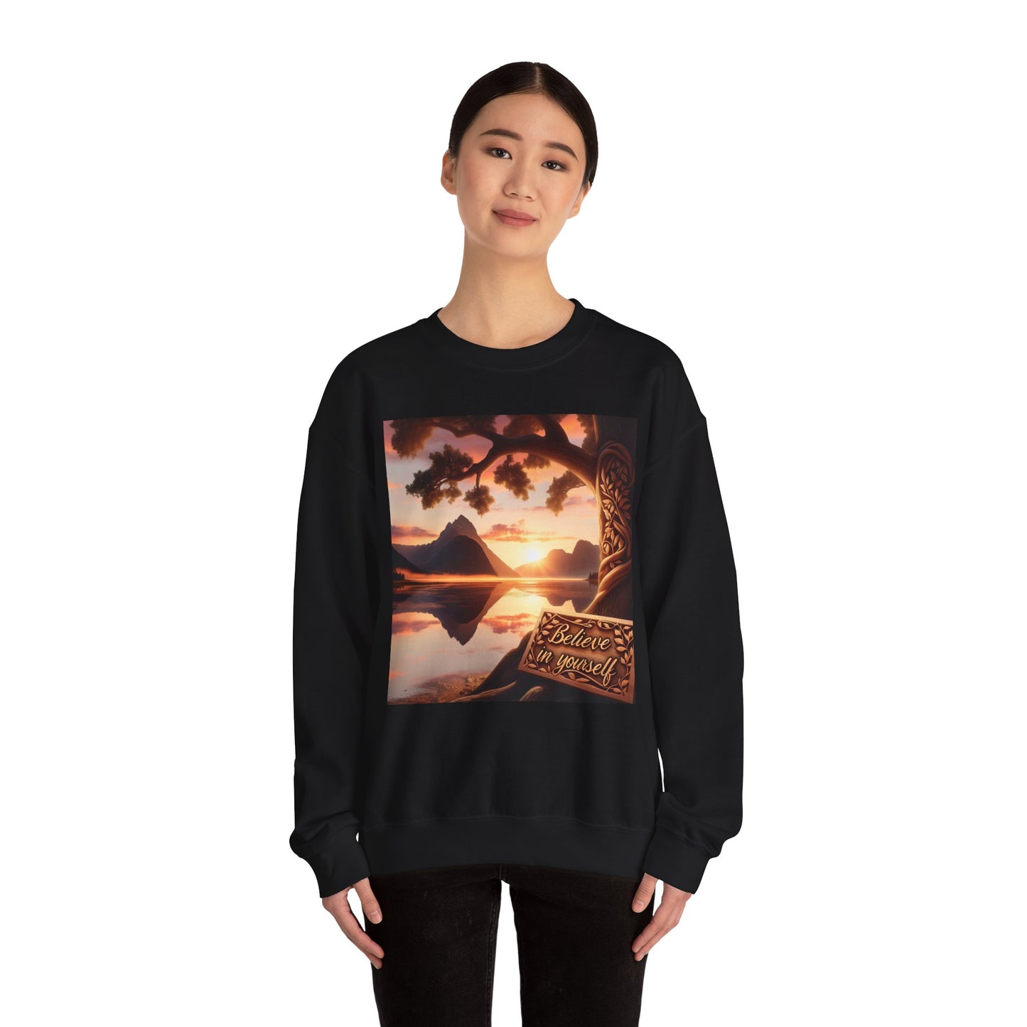 Inspirational Sunset Crewneck Sweatshirt - Believe in Yourself