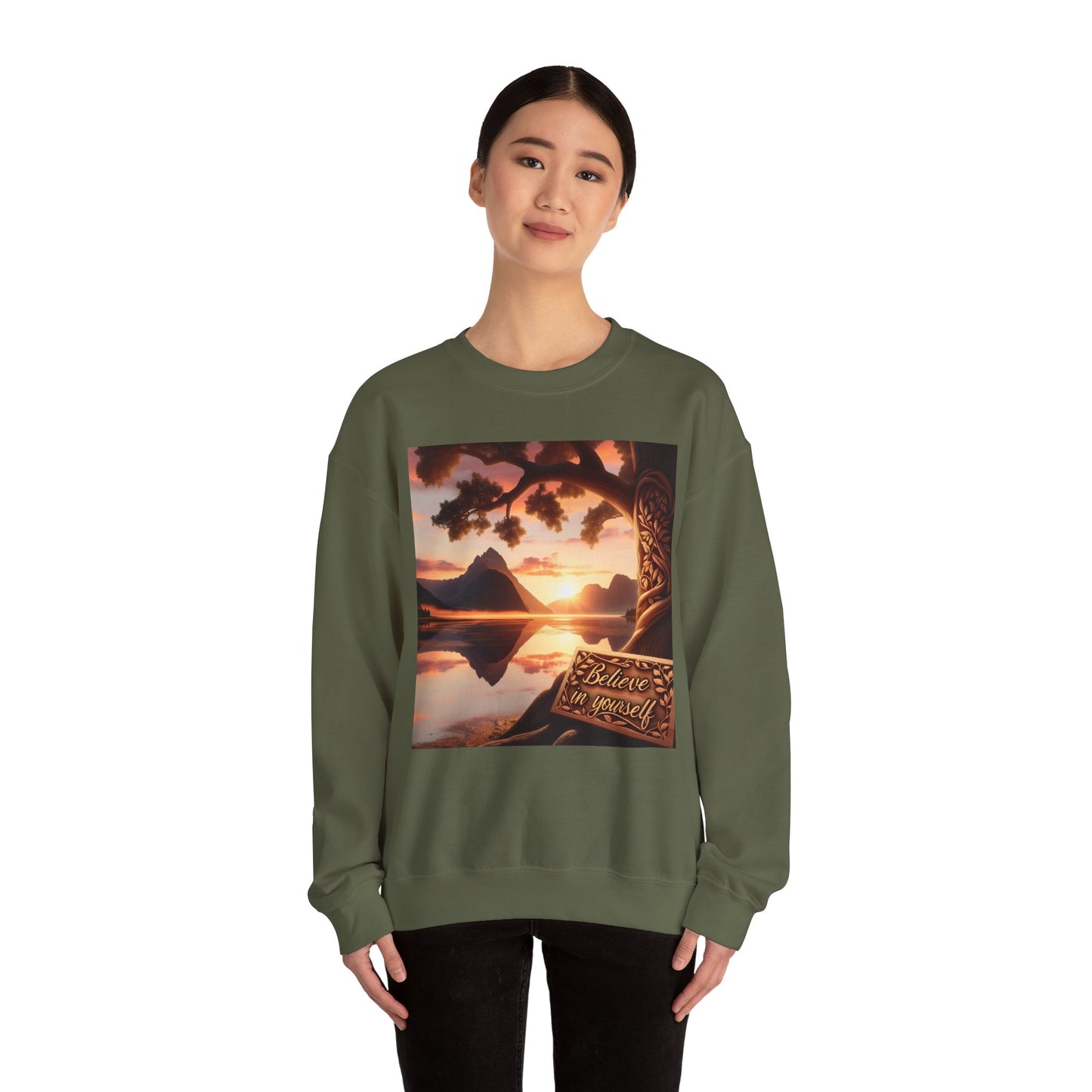 Inspirational Sunset Crewneck Sweatshirt - Believe in Yourself