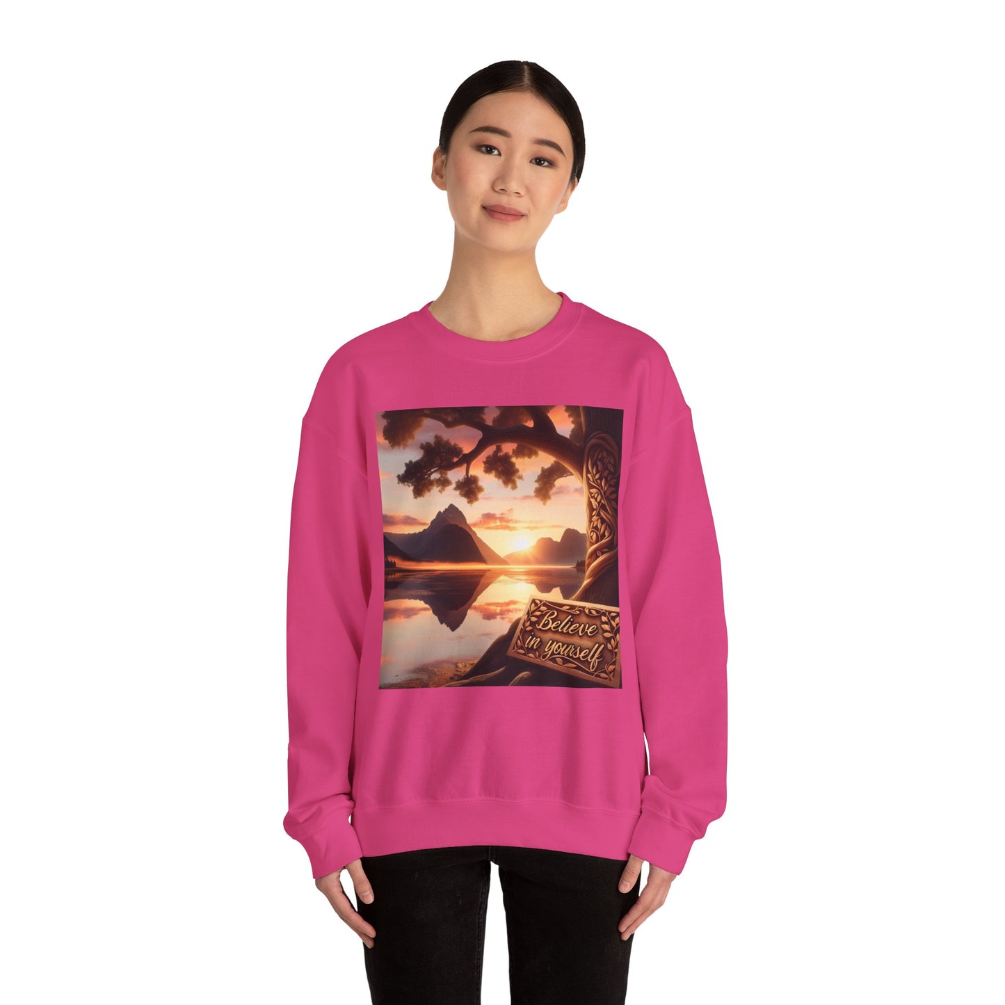 Inspirational Sunset Crewneck Sweatshirt - Believe in Yourself