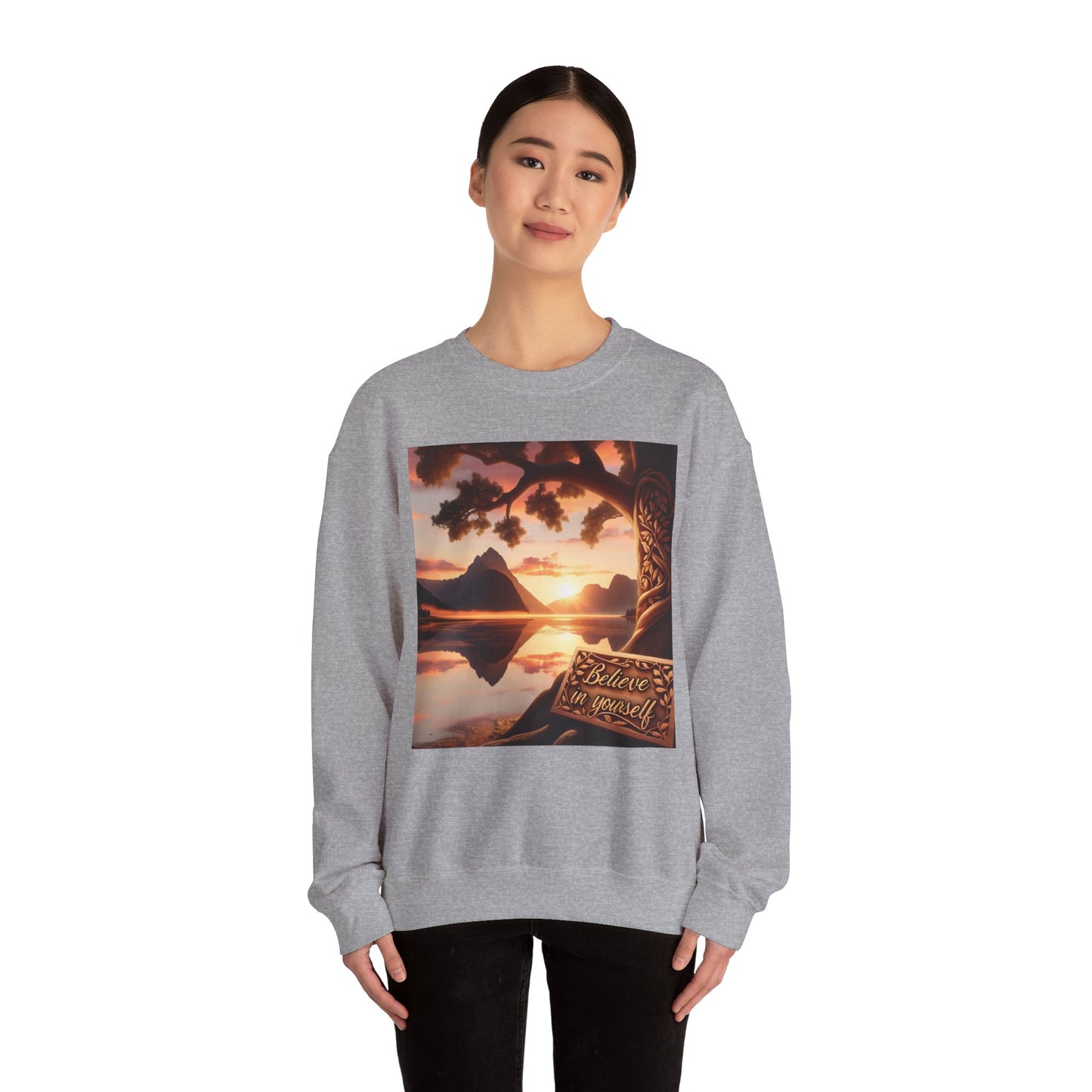 Inspirational Sunset Crewneck Sweatshirt - Believe in Yourself