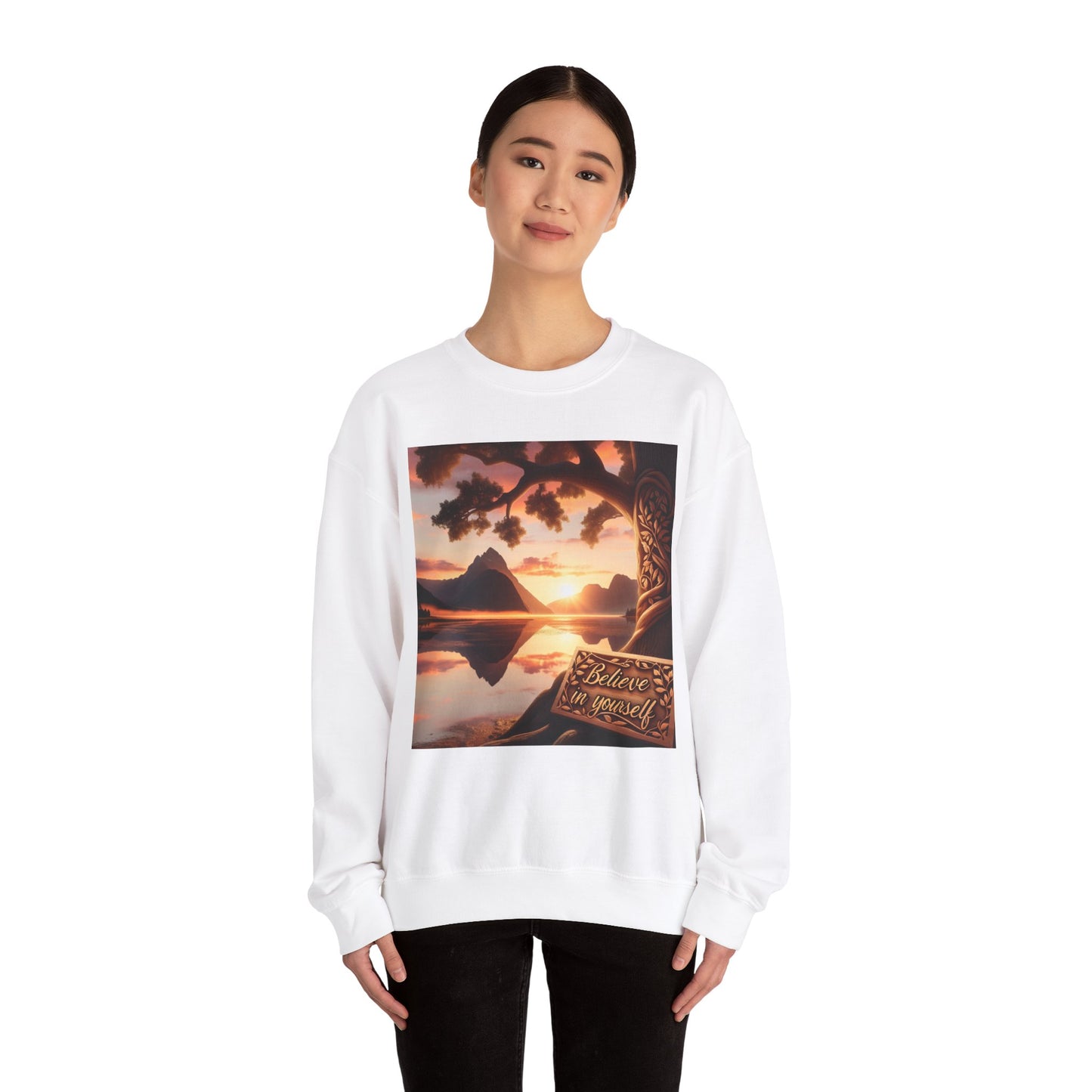 Inspirational Sunset Crewneck Sweatshirt - Believe in Yourself