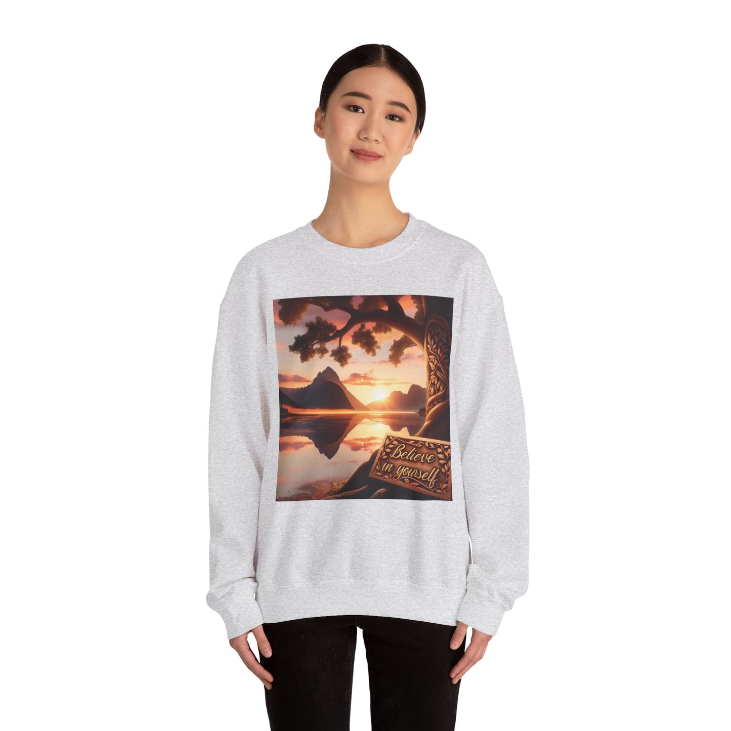 Inspirational Sunset Crewneck Sweatshirt - Believe in Yourself