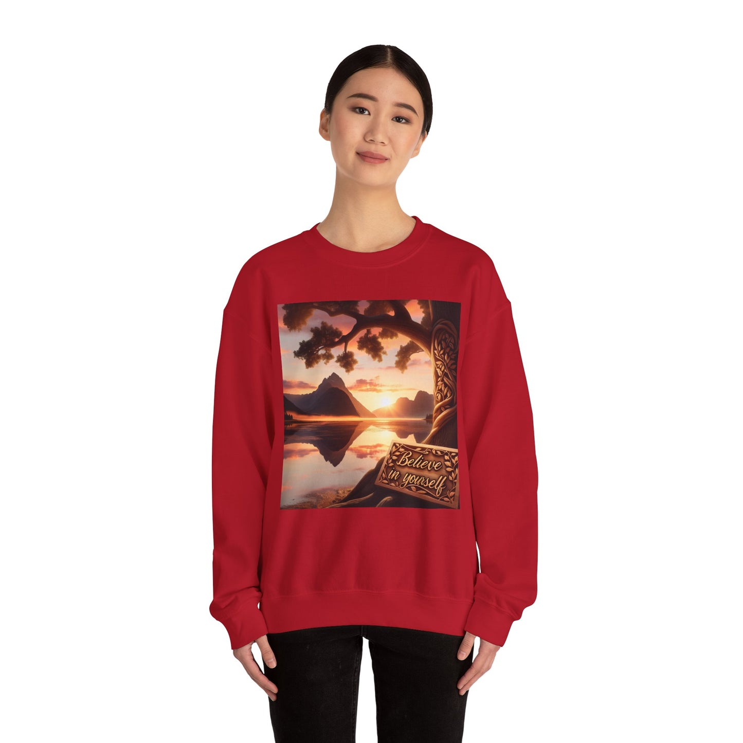 Inspirational Sunset Crewneck Sweatshirt - Believe in Yourself